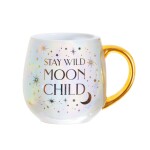 Sass & belle Kameninový hrnek Stay Wild Moon Child 500 ml, multi barva, zlatá barva, keramika