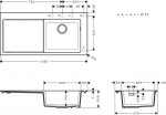 HANSGROHE - Dřezy Vestavný granitový dřez S514-F450, grafitová černá 43314170