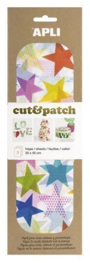 APLI CutPatch papír 30 x 50 cm - Hvězdy barevné 3 ks