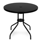 Kulatý zahradní stůl 80 cm s otvorem pro slunečník - černý