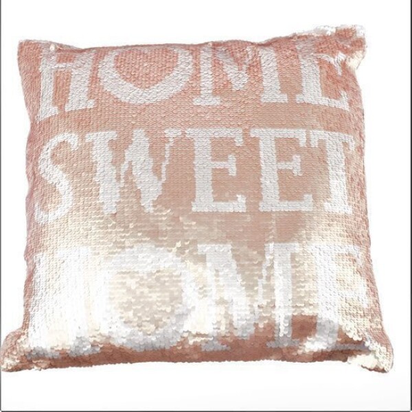 Flitrový polštář s výplní HOME SWEET HOME