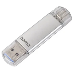 Hama Flash Pen Laeta 64 GB stříbrná / USB-C/USB-A 3.1 / 40 MB/s (124163)