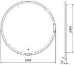 MEXEN - Gobi zrcadlo s osvětlením 90 cm, LED 6000K, 9801-090-090-611-00