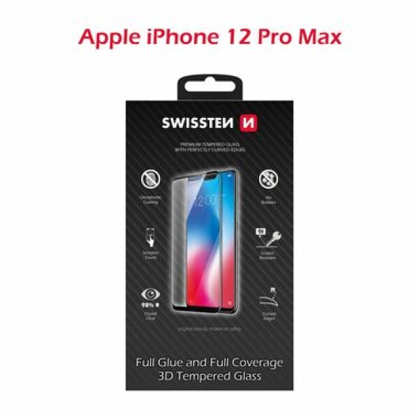 SWISSTEN Ultra Durable 3D FULL GLUE Glass pro Apple iPhone 12 Pro Max černá (64701866)