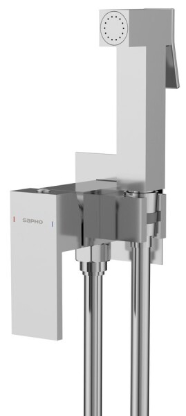 SAPHO - CUBEMIX podomítková bidetová baterie se Stop sprškou, hranatá, chrom CM040