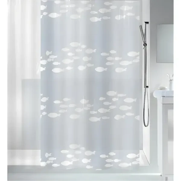 Spirella SARDAI sprchový závěs motiv rybiček čirý / 180 x 200 cm / PEVA
