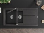 MEXEN/S - Andres granitový dřez s odkapávačem včetně baterie Duero, černá nakrapiany 6515-76-671600-76