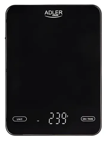 Adler AD 3177b černá / Kuchyňská váha / 10 kg / LED / TARE / sklo / Touch (AD 3177b)