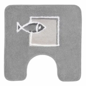 Spirella ANDROS šedá / Koupelnová WC předložka / Motiv rybičky / Polyester / 50 x 50 cm