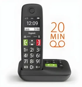 Gigaset E290A / Bezdrátový telefon / se záznamníkem / vhodný pro seniory / telefonní seznam 150 kontaktů (S30852-H2921-S201)