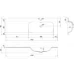 MEXEN - Vela umyvadlo zapuštěné do desky pravá 141 x 46,5, bílá lesk 25231400P