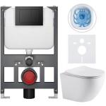CERANO - Kompletní WC set Basic/Cesso - bílá matná - WC tlačítko Maxio/Černá - závěsné - nízký modul - předstěnová instalace - 49x36 CER-8050BD86264
