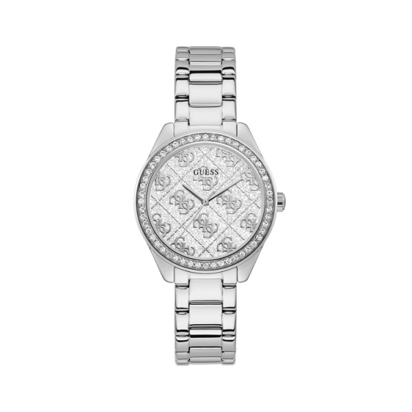 GUESS hodinky Silver Tone Case Silver Tone Stainless Steel Watch