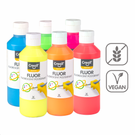 Sada temperových barev Creall Fluor, 6 x 250 ml, mix barev
