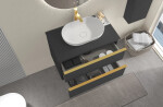 CERANO - Koupelnová skříňka Velora - černá matná, úchytka zlatá + deska pod umyvadlo Navira Slim - 18 mm - 60x54,8x46,5 CER-664792