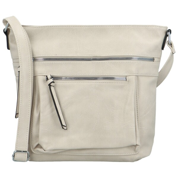 Trendy dámská koženková crossbody kabelka Zeta, krémová