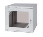 LEXI-Net 19" nástěnný rozvaděč Basic 9U 525x450, skleněné dveře, bez zad, rozložený, šedý EDF_1232026