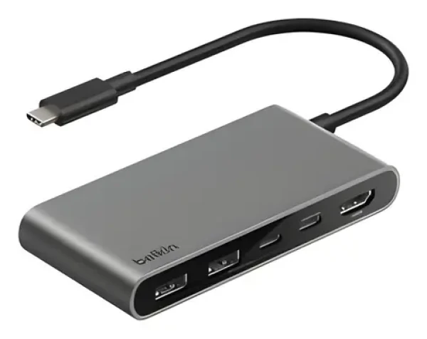 Belkin CONNECT AVC022 šedá / USB-C hub / 5v1 / 2x USB-C port (AVC022HQSGY)