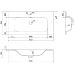 MEXEN - Vela umyvadlo zapuštěné do desky 91 x 46,5, bílá lesk 25239000