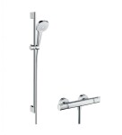 HANSGROHE - Croma Select E Sprchový set Vario s termostatem, 3 proudy, sprchová tyč 90 cm, bílá/chrom 27082400