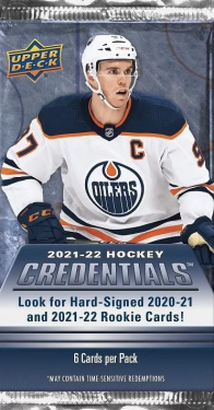 Hokejové Karty NHL 2021-22 Upper Deck Credentials Hobby Balíček