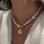 ELENYS Rose Quartz | Náhrdelník s pravým přírodním růženínem Délka náhrdelníku: 43 cm