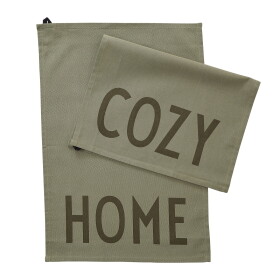 DESIGN LETTERS Utěrka Cozy Home - set 2 ks, zelená barva, textil