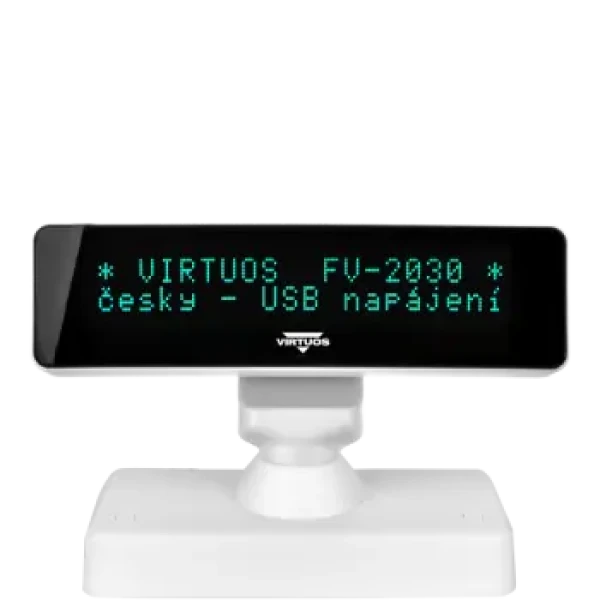 VIRTUOS FV-2030W bílá / zákaznický displej / VFD / 2x20 9 mm / USB (EJG1004)