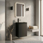 CERANO - Umyvadlová skříňka pro WC Zola - černá matná + umyvadlo z lit. mramoru - černá matná - 40x55x23,5 CER-999996