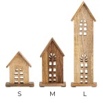 Bloomingville Dřevěný svícen Culine Mango Wood – set 3 ks, přírodní barva, dřevo