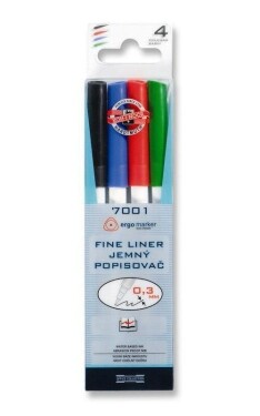 Koh-i-noor popisovač jemný fine liner 7001 0,3mm/ 4ks