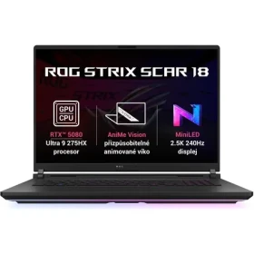 ASUS ROG Strix SCAR 18 (2025) černá / 18" 2560 × 1600 / Core Ultra 9 275HX 2.7GHz / 32GB / 2TB SSD / RTX 5080 / W11P (G835LW-NEBULA034X)