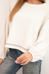 Dámská mikina s ozdobným zakončením na spodní části ecru UNI