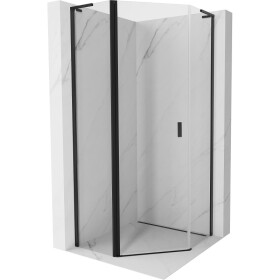 MEXEN/S - Mist L sprchový kout pětiboký křídlový 90 x 90, transparent, černá 8A8L-090-090-70-00