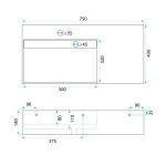 REA - Umyvadlo Archi 75 CM Grey MATT na desku - konglomerát REA-U4303