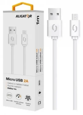 Aligator 2A Datový kabel micro USB 1m bílá (DAKA002)