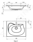 RAVAK - Rosa II Umyvadlo 600x490 mm, s 1 otvorem pro baterii, bílá XJ201160000