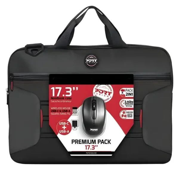 PORT DESIGNS Premium Pack 17.3" černá / Brašna na notebook / s bezdrátovou myší (501874)