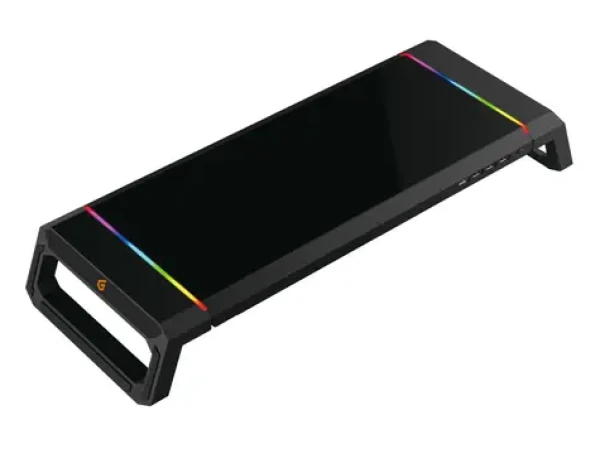 Conceptronic THORNE černá / Herní stojan pod monitor / RGB / 4x USB-A 2.0 / šuplík / nosnost 10 kg (THORNE01B)