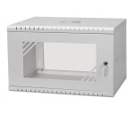 LEXI-Net 19" nástěnný rozvaděč Basic 6U 520x450, skleněné dveře, bez zad, rozložený, šedý EDF_1232030