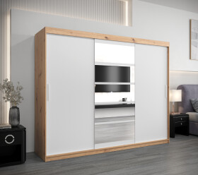 Šatní skříň Abi Ro1 Barva korpusu: Dub artisan, Rozměry: 250 cm, Dveře: Bílá
