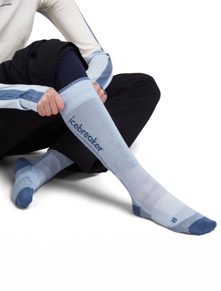 Dámské merino ponožky ICEBREAKER Wmns Merino Ski+ Ultralight OTC, Zinc Blue/Dawn velikost: 35-37 (S)