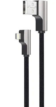 OEM CB-AL01 černá / Datový kabel / Lightning - USB-A / úhlový 90° / MFi certifikace / nylonový opletení / 2 m (CB-AL01 Black OEM)