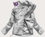 Krátká stříbrná prošívaná dámská bunda se stojáčkem model 16146847 Silver S'WEST