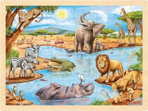 GOKI Dřevěné puzzle Africká savana