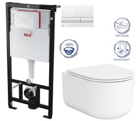 Předstěnový instalační systém s bílým tlačítkem M1710 + WC CERSANIT INTRO PRO OVAL /VÍROVÉ SPLACH/+ SEDÁTKO AM101/1120 M1710 IR1