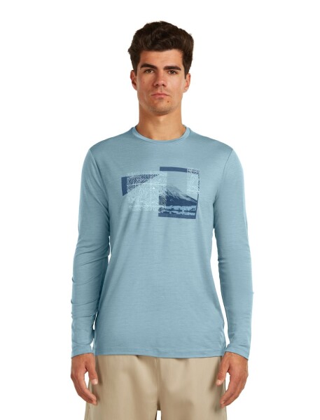 Pánské merino triko s dlouhým rukávem ICEBREAKER Mens 150 Tech Lite LS Tee Peak Bal, Flint Blue velikost: L