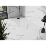 MEXEN/S - Stone+ obdélníková sprchová vanička 130 x 90, bílá, mřížka černá 44109013-B