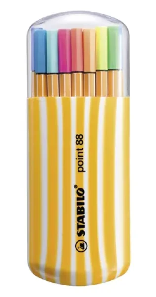STABILO® point 88 - Jemný liner - 20 ks Zebrui sada - 20 různých barev včetně 5 neonových (SB-8820-0221)