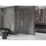 MEXEN/S - Velar Duo čtvercový sprchový kout 90 x 90, transparent, zlatá kartáčovaná 871-090-090-02-55